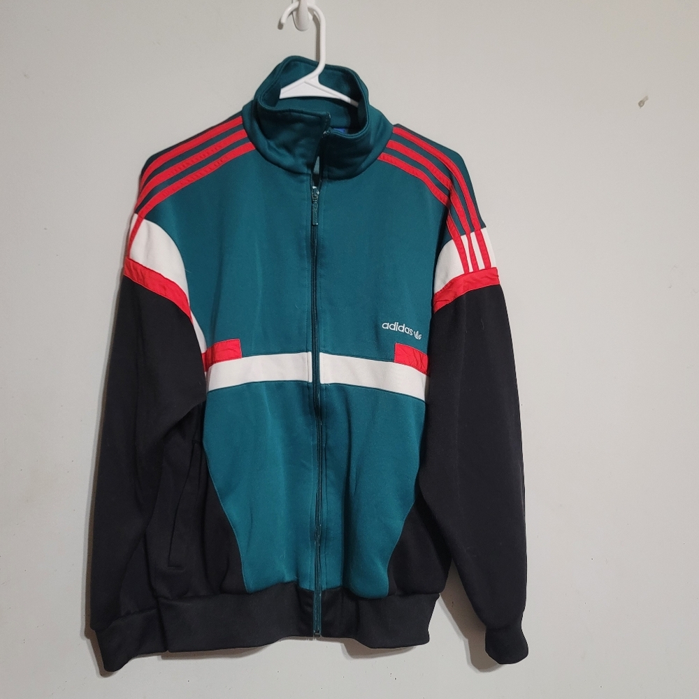 adidas Teal Black Red Retro Performance Track Jacket